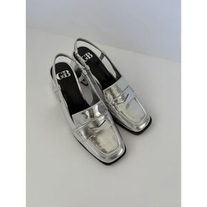 Gianni Bini GB Silver Metallic Slingback Heeled Loafers Women's Size 7 NWOT